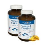 NORSAN Olio di pesce Omega 3 Capsule 2×120 pz I 1.500 mg Fish Oil Omega 3 Ifos Senza ritorno di gusto I Omega tre capsule facili da deglutire I Integratore omega 3 naturale da pesca sostenibile