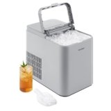 COMFEE’ RCI12GY1EU(E) Macchina del Ghiaccio, 8 Cubetti in 6 Minuti (12kg/24h), Funzione Autopulente, 2 Dimensioni, con Paletta e Cestello, Portatile per Casa e Cucina, Grigio