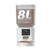Automatic Dog Feeder – 8L/34 Cups Large Capacity Automatic Cat Food Dispenser with LCD Screen, Large Food Tray, Battery Operated, Timed Cat Feeder, Up to 50 Portions 6 Meals Per Day, Keeps Fresh