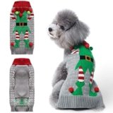 TENGZHI Dog Christmas Sweater Cute Funny Clown Cat Ugly Xmas Outfit Holiday Puppy Costumes Fall Winter Pet Knitted Sweaters Clothes for Small Medium Large Dogs Cats(L,Green)