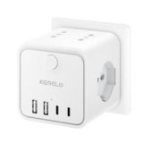 Ciabatta Elettrica Multipresa con 4 Prese Universali 10/16A ITA e Schuko, Ciabatta Multipresa con 2 USB A+2 USB C,Presa Multipla Spina Piatta Salvaspazio con Interruttori per Casa, Ufficio Nero