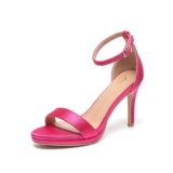 Amoji Women’s 4 Inch Strappy Heels Dress Sandals Ankle Strap Lady Heels 324 Fuchsia 7 women