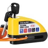 REAPP Bloccadisco Moto Lucchetto Moto Antifurto con Allarme Sonoro 110DB, Blocca disco Moto Protezione Antifurto per Moto Bici Scooter Monopattino, Accessori con 2 chiavi und 1.5m Reminder