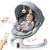 Kotsy sdraietta neonati trollo programma APP,con telecomando e controllo,altalena neonato con 5 ampiezze altalene timer a 3 stadi,2 giocattoli,agnello grigio imbottito morbido