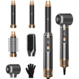 Dryhsip Hair Styler 5 in 1, Spazzola Asciugacapelli con Display Digitale, Spazzola Arricciacapelli & Spazzola Lisciante, Strumento Leggero per Donne (Carbon Gery)