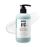 VILLAGE 11 FACTORY lozione per il corpo con acido glicolico AHA 12% (300 g), peeling e ringiovanimento, rimozione delicata delle cellule morte, senza profumo, senza parabeni (AHA Body Lotion)
