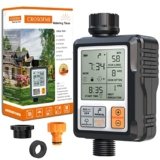CROSOFMI Irrigatore Giardino Timer per Irrigazione Batteria Automatica Programmatore Centralina Irrigazione Ampio Schermo da 3 Pollici