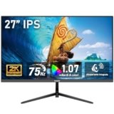 Gawfolk Monitor per computer IPS da 27 pollici 2K QHD (2560×1440), schermo per PC gaming 75Hz, 1ms, Adaptive Sync, 100% sRGB, 1,07 miliardi di colori, Altoparlante integrato,DisplayPort, HDMI, Nero