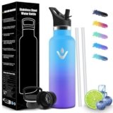 HoneyHolly Borraccia Termica 750ML, Senza BPA, Borraccia Termica Con Cannuccia, Acciaio Inossidabile 18/8, Bottiglia Termica A Prova Di Perdite, Termos Per Scuola, Ufficio E Attività All’Aperto