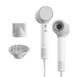 Laifen Neo Asciugacapelli ad Alta Velocità Con Motore Brushless da 110.000 Giri/Min, 200 Milioni di Ioni Negativi, Controllo Intelligente della Temperatura, 2 Ugelli Magnetici(Bianco)