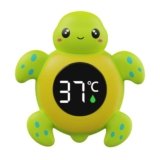 Baby Bath Thermometer Baby Safety, Digital 2-in-1 Room & Bath Water Thermometer with 3-Color Backlight & Temperature Warning, Floating Turtle Design for Infant Toddler, Auto On/Off