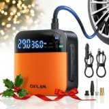 OXILAM C2 Tire Inflator Portable Air Compressor – 150PSI 4X Faster Air Pump for Car Tires with Tire Pressure Gauge, 12V Car Power Adapter, For Cars, Motorcycles, Bikes, Balls and More