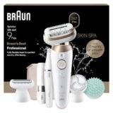 Braun Silk Epil 9 Flex SkinSpa Epilatore Elettrico Donna Testina Flessibile 360°, Epilazione Semplice, Rasoio Elettrico Donna, Pelle Liscia, Wet&Dry, Con Epilatore Viso FaceSpa E Mini Depilatore Viso