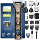 YIDON Tagliacapelli Uomo Professionale, Rasoio Elettrico Barba 6 in 1, Macchinetta per Capelli e Corpo, Regolabarba Tagliabarba Cordless Grooming Trimmer Kit con Display LED, Ricarica Rapida Tipo C