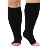 PUTUO Calze a Compressione Graduata da Uomo: Calzini a Compressione Gambaletti Donna Calze Contenitivi Taglie Forti Punta Aperta per Corsa Viaggi Gravidanza Viaggi in Aereo 1 Paia nero 5XL