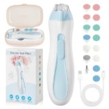 Prolixity Baby Nail Trimmer Electric, 15 in 1 Baby Nail Clippers for Gentle Nail Care, Rechargeable Baby Nail File Electric with Light &15 Grinding Pads for Infant Toddler, Blue