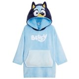 Bluey Blanket Hoodie for Kids Cozy Warm Fleece Wearable Blanket Girls Gifts (Blue/Navy, 4-6 Years)