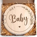 Libro Degli Ospiti Baby Shower, Libro Neonato Ricordi, Libro Degli Ospiti Battesimo, Libro Degli Ospiti con Copertina Legno, Libro Degli Ospiti del Bambino, 35pz Carta Bianca, Regalo Battesimo (A)