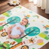 Tappetino da Gioco per Bambini, Tappeto Gioco Neonato, Tappeto Bambini Reversibile, Non Tossico, Fondo in Schiuma XPE, Pieghevole, Impermeabile, per Sviluppo Sensoriale, Giraffa (200 * 180cm)