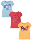 The Children’s Place girls The Children’s Place Short Sleeve Graphic T- 3-pack T Shirt, Butterfly/Floral, Small US