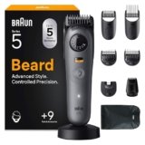 Braun Regolabarba Uomo Series 5, +9 Strumenti Di Styling, Rasoio Elettrico Barba, Lama Ultra Affilata, 120 Min di Autonomia, Impermeabile, Selettore di Precisione Con 40 Lunghezze, BT5565, Grigio