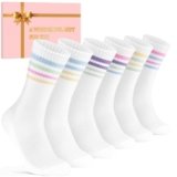 Niorasen Calzini Tennis Donna 35-38 39-42, Regali San Valentino Per Donne Fidanzate Mamme Sorelle Figlie Calzini In Cotone Traspirante Calzini Sportivi Colorati Da Corsa 6 Paia
