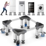 NIUXX base universale per frigorifero con 8 Piedi + 4 Ruote – Regolabile mobile supporto con 45 a 68 cm lavatrice asciugatrice frigo – Carico Pesante 400KG Carrello Lavatrice
