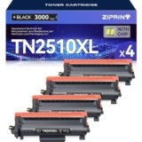 ZIPRINT TN2510XL TN-2510XL Confezione da 4 pezzi – Compatibili per Brother MFC-L2800DW MFC-L2827DW HL-L2400DWE MFC-L2860DWE MFC-L2835DW DCP-L2665DW DCP-L2620DW HL-L2445DW DCP-L2660DW (Nero)