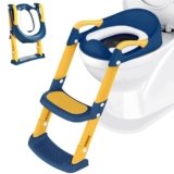 Sedile Riduttore WC per bambini, Toilet Ladder Seat, Riduttore Water Bambini Regolabile, Vasino Pieghevole Allenatore WC Scala, Pieghevole Training WC Vasino Sedile con Pedali Paraspruzzi Cuscino