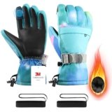 Pnosnesy Ski Gloves,Snow Gloves,3M Thinsulate Waterproof Cold Weather Winter Gloves for Parent Boys Girls- Cycling, Driving, Running