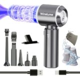 Wirelume Aspirabriciole senza fili potente Aspirapolvere auto portatile 25000Pa forte aspirazione ciclonica soffiaggio motore brushless portatile ricaricabile leggero per peli di animali veicolo casa