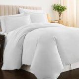 Pizuna Copripiumino Matrimoniale Cotone 240×200 cm Bianco, 400 fili con trama Sateen in 100% Cotone a fiocco lungo Copripiumino 240×200 con 2 federe 50×80 (Biancheria De Letto Bianco)