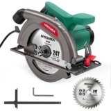 HYCHIKA Sega Circolare, 1300W 4500RPM 185mm Sega Legno Circolare, Motore ad alta Potenza, Profondità di taglio 65 mm (90º), 45 mm (45º), Interruttore di Sicurezza, Aspirazione della Polvere