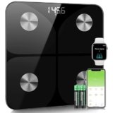 Bilancia Pesapersone Digitale Professionale Impedenziometrica Senza Fili Intelligente per IOS &Android Integrata con 13 Indici di Misurazione Massa Grassa,Massa Magra e Metabolismo Basale,28*28cm,Nero