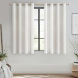 MRTREES Tenda Lino Semitrasparente per Interni Moderne Soggiorno Salotto 2 Pezzi, 140×122 CM, Raffinata Tenda Corta con Occhielli per Casa Camera da Letto Cameretta Finestre, Avorio