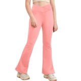 Glacspyg Ragazze Leggings Svasati V Vita Leggings Svasati Pantaloni Sportivi Svasati Pantaloni Yoga Svasati Rose M