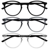 OPULIZE Met Reading Glasses, Nero/Grigio Nero/Chiaro Nero, +3,50 Diottrie Unisex