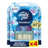 Ambi Pur 3Volution Profumatore per Ambienti, 4 Ricariche per Diffurore Elettrico, Fragranza Lenor Risveglio Primaverile, Teconologia Elimina Odori, Fino a 90 Giorni di Profumo per Ricarica