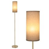 Boostarea Floor Lamp for Living Room with 3 Color Temperatures Bulb, Industrial Floor Lamps, Gold Classic Tall Lamp for Office, Standing Lamps for Bedroom, Kids Room, Reading(9W LED Bulb, Linen Shade)