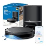 Tapo RV20 MAX Plus Robot Aspirapolvere Lavapavimenti con Mappatura 5300Pa, Svuotamento Automatico Polvere 3L, Navigazione LiDAR MagSlim, Design Ultra Compatto 83mm, Controllo APP&Alexa&Google