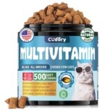 Cat Multivitamin, Crunchy & Creamy Cheese Chew– Supports Energy and Skin & Coat – with Taurine, B-Complex, Zinc Methionine & Selenium Yeast – Daily Health Supplement for Cats of All Ages (500 Chew)