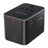 EPICKA GaN Adattatore Universale da Viaggio, PD 75W Adattatore da Viaggio con 3 USB-C, 2 USB-A, Adattatore Presa internazionale per Giappone, America,Thailandia,Australia, UK DE, TA-105 Max