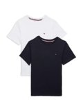 Tommy Hilfiger T-Shirt Bambino Confezione da 2 Maniche Corte Scollo Rotondo, Blu (Desert Sky/White), 14-16 Anni