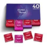 Durex Fun Explosion Mix di Preservativi Sottili, Con Rilievi e Nervature e Aromatizzati alla Fragola , 40 Profilattici, Esclusiva Online
