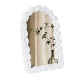 Funerom Decorative Vanity Mirror with Arched Frame, 11.8 x 7.8 inches, White Desk Makeup Mirror