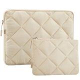 LANDICI Puffy Laptop Sleeve Carrying Case 14 15 Inch Compatible with MacBook Pro 14/15, MacBook Air M2 15, Surface Laptop 4/5, Chromebook 14, Cute Computer Cover Bag with Accessories Pouch, Apricot