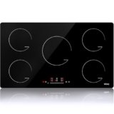 Piano Cottura a Induzione 5 Fuochi, Piano Cottura Elettrico 90 cm 8600 W piastra a Induzione Integrata, Controllo Touch, Blocco Sicurezza Bambini e Timer
