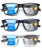Hubeye Occhiali da lettura sportivo da uomo e donna Lettori ultraleggero TR90 Confortevole Flessibile Occhiali anti luce blu (Nero+Blu+Trasparente, 1.25)