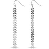 Humble Chic Long Silver Tone Earrings for Women – Chevron Dangling Earrings for Women, Dainty Hanging Statement Drop, Dangly Silver Tone Tassel Dangles, Lightweight Boho Simple Western Jewelry