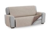 Textilhome Copridivano Malu 2 Posti (110cm) – Salvadivano Trapuntato Reversibile Universale, Protezione Antigraffio, Fodera Imbottita per Divano, Colore Beige